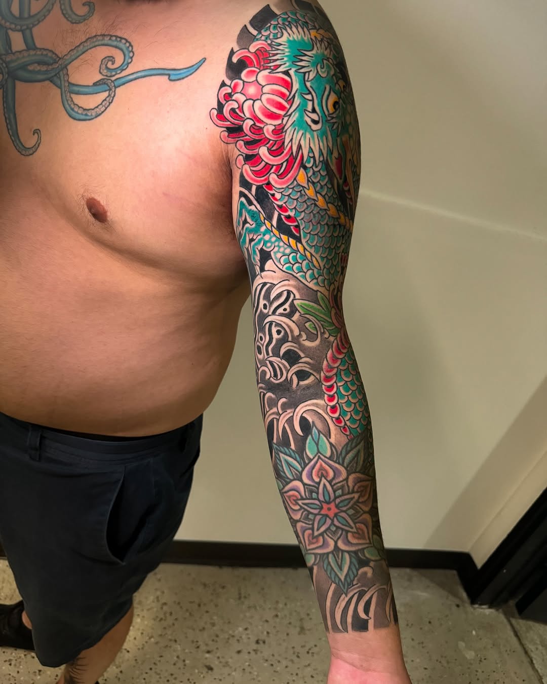 Tattoo by @mattbrookstattoo — japanese_irezumi, black_and_grey