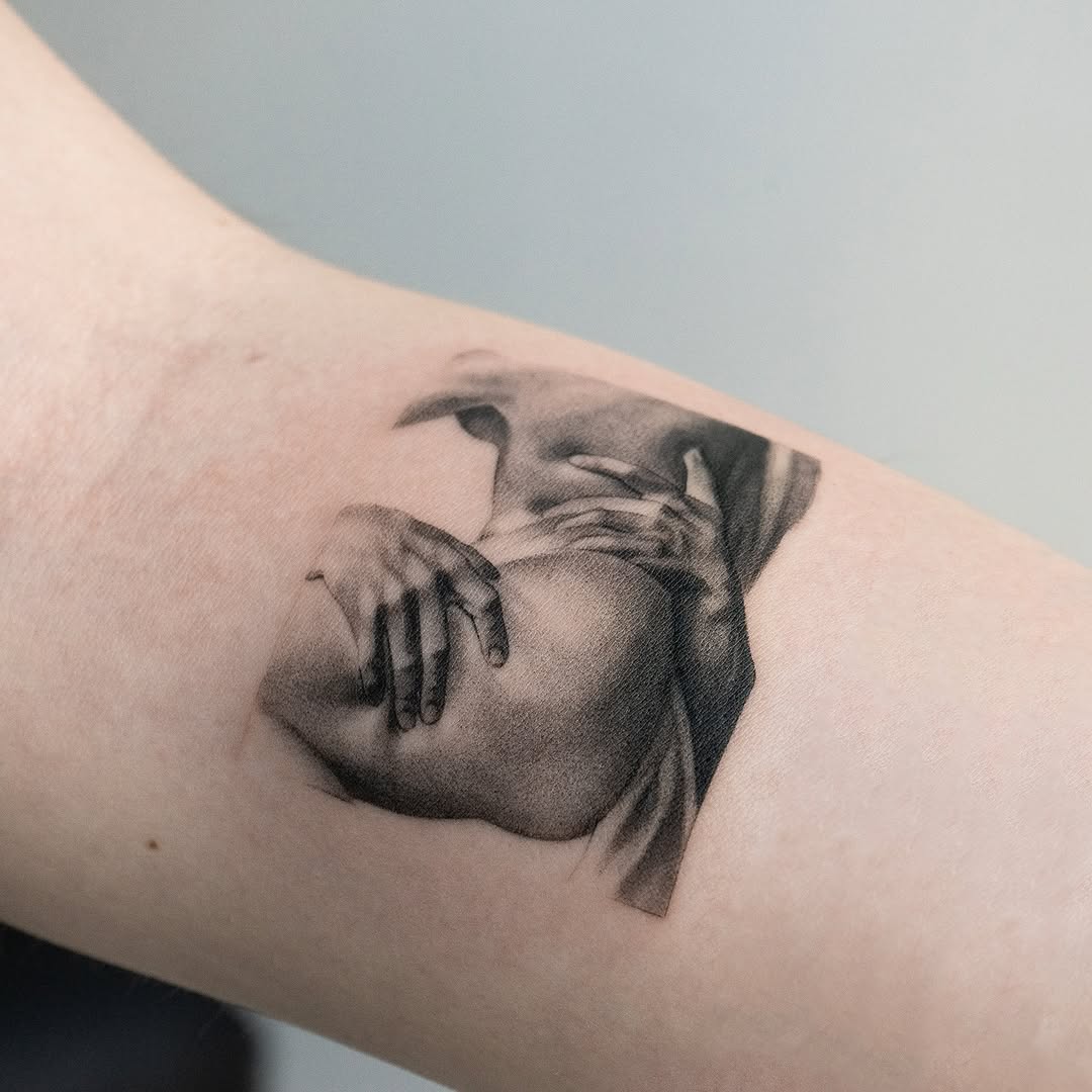 Tattoo by @lemontreeink — realism, black_and_grey