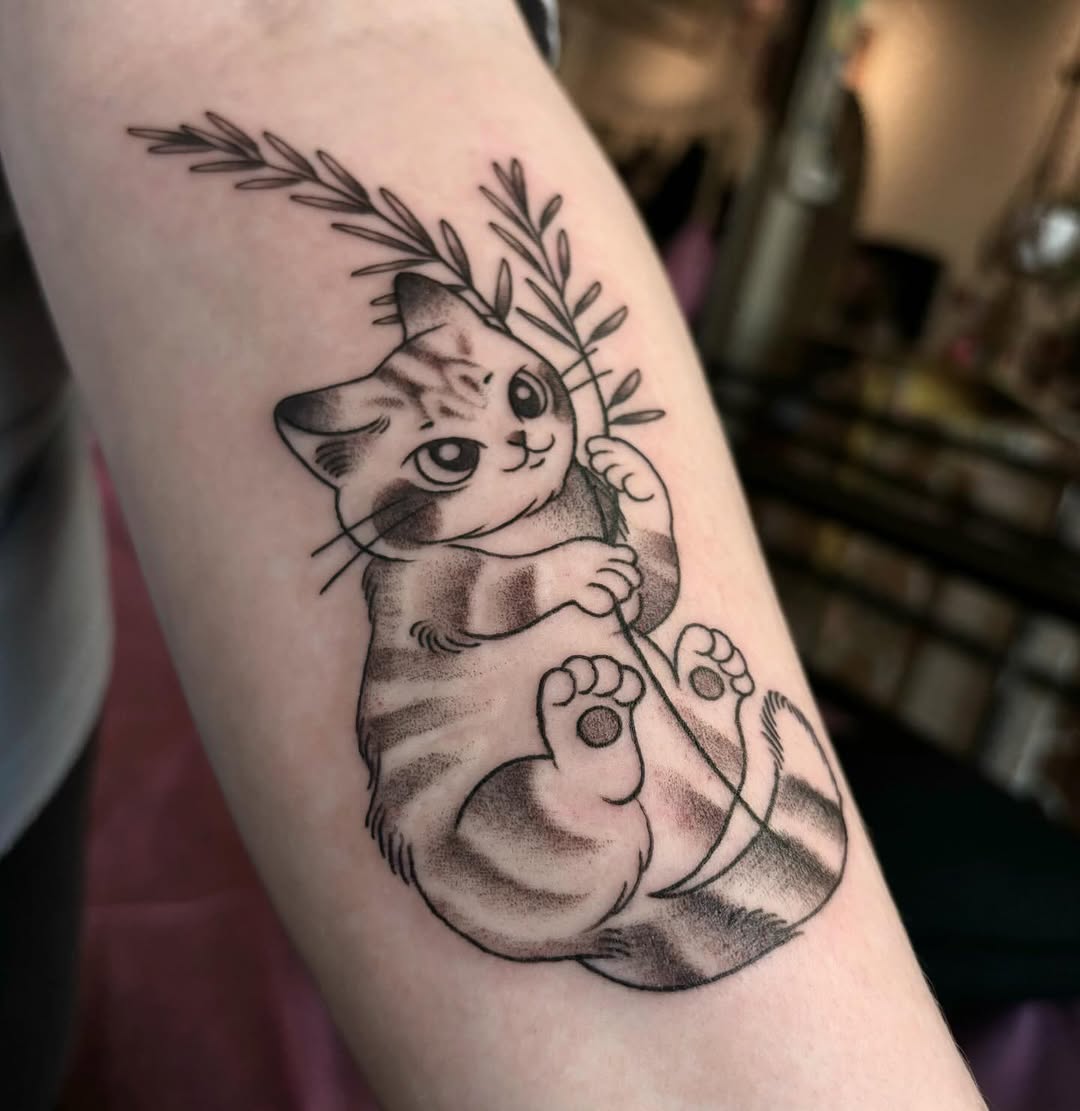 Tattoo by @luna_blue_tattoo — anime, dotwork