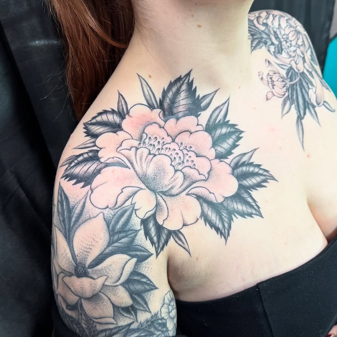 Tattoo by @blackworkboston — dotwork, black_and_grey