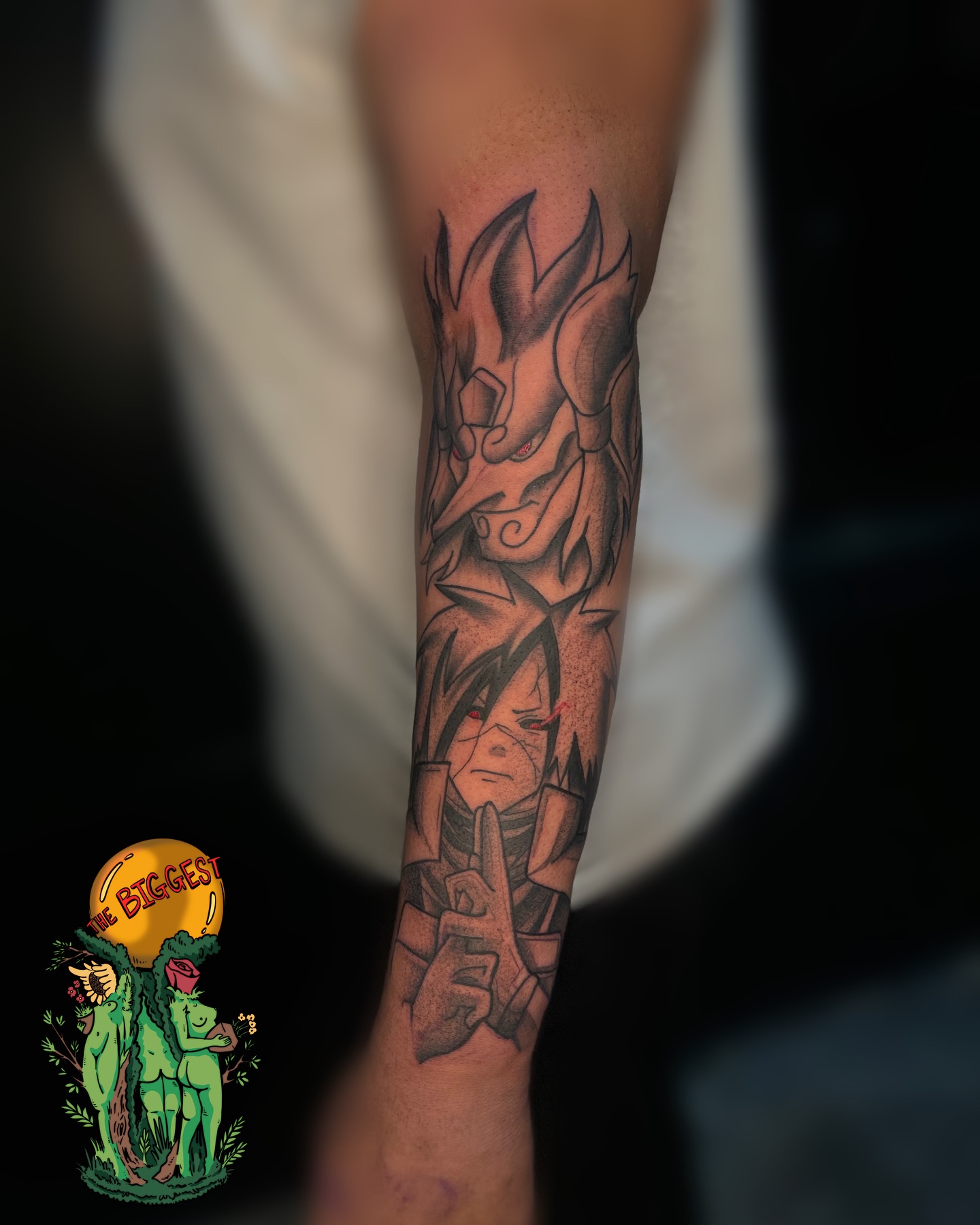 Tattoo by @marquesjneal — anime, black_and_grey