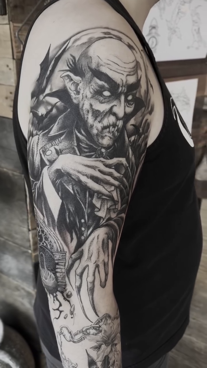 Tattoo by @sadsamtattoo — dark_realism, black_and_grey