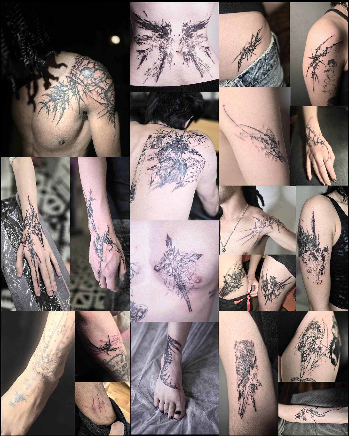 Tattoo by @godxear — blackwork, illustrative