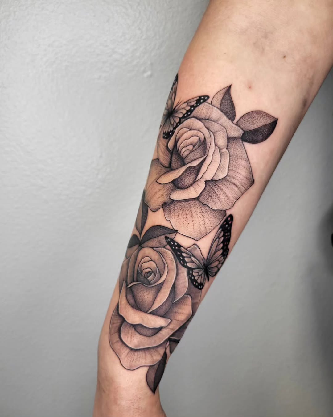 Tattoo by @gorjess__ink — black_and_grey, dotwork