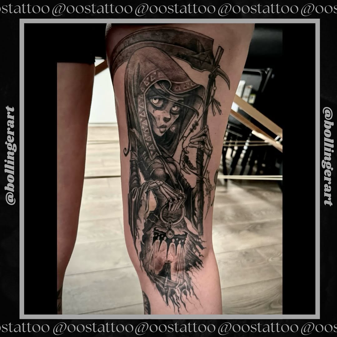 Tattoo by @bollingerart — dark_realism, black_and_grey