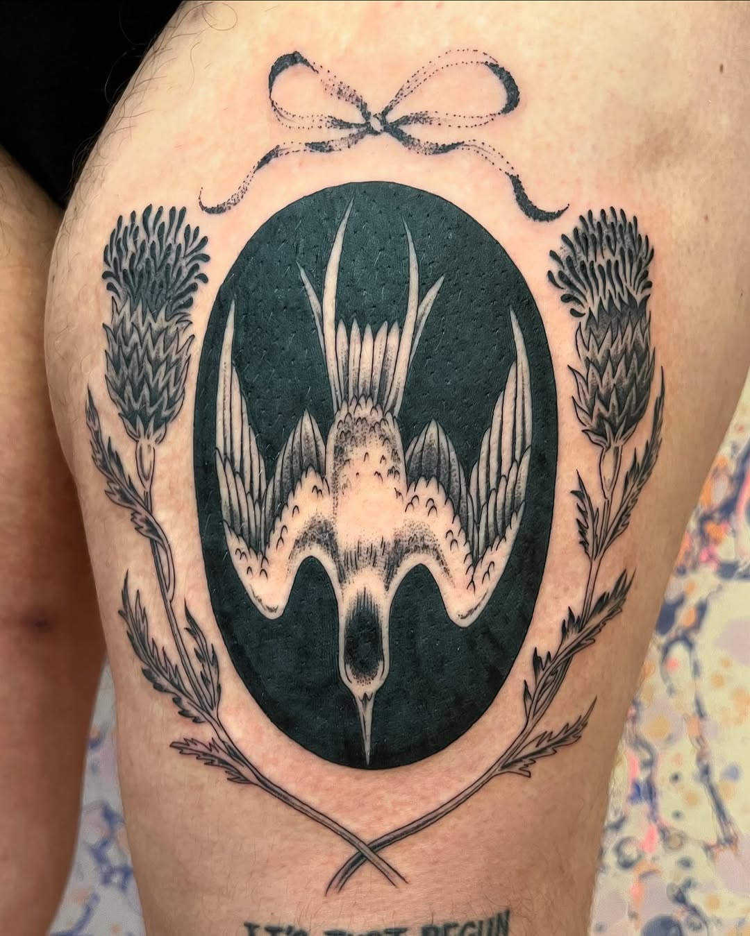 Tattoo by @thineownself.tattoo — black_and_grey, illustrative