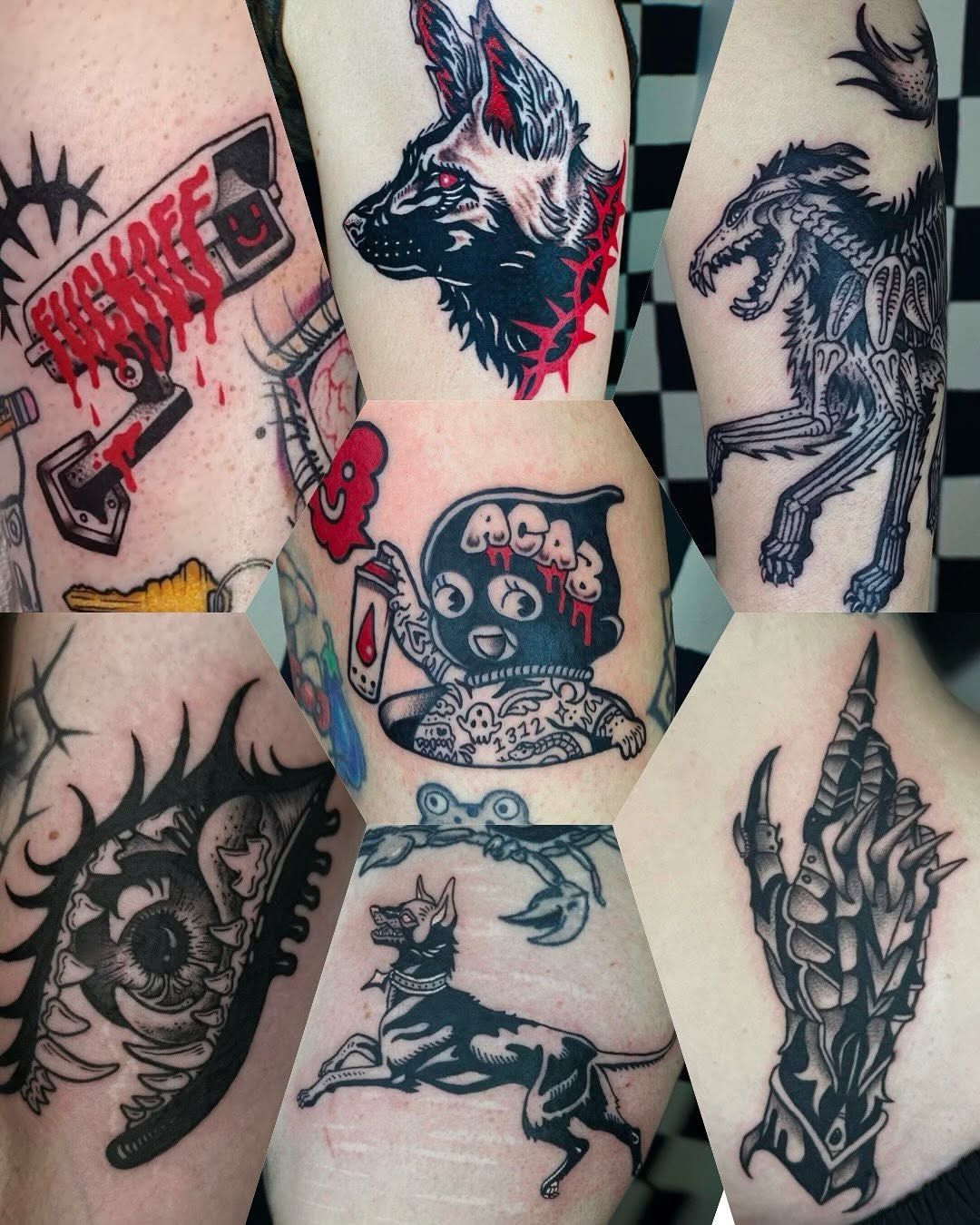 Tattoo by @notsik.inks — blackwork, trash_polka
