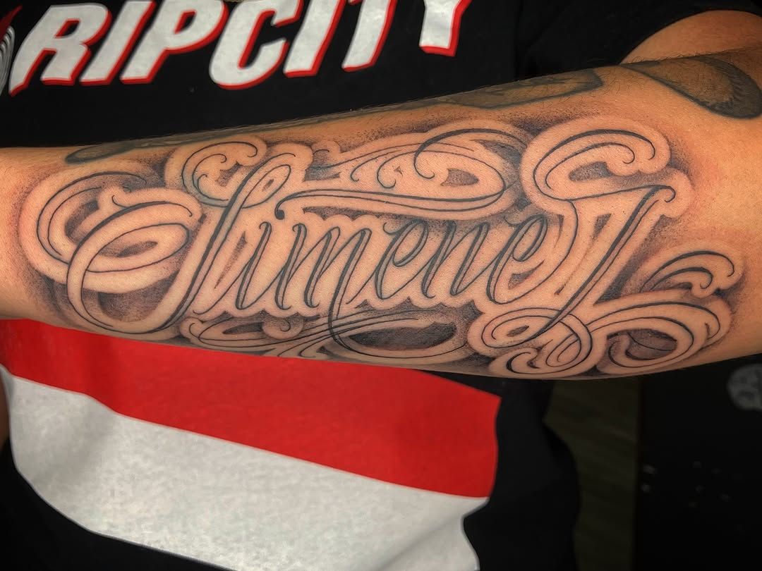 Tattoo by @que.sera8 β lettering_script, chicano