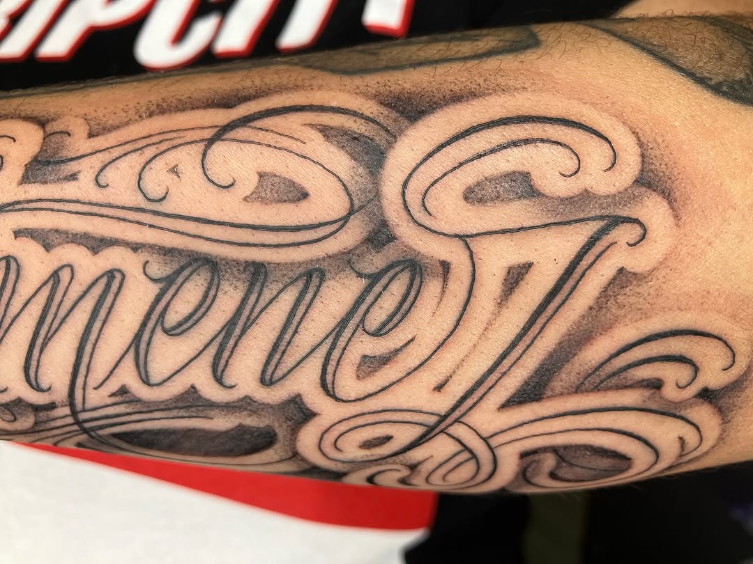 Tattoo by @que.sera8 β lettering_script, chicano