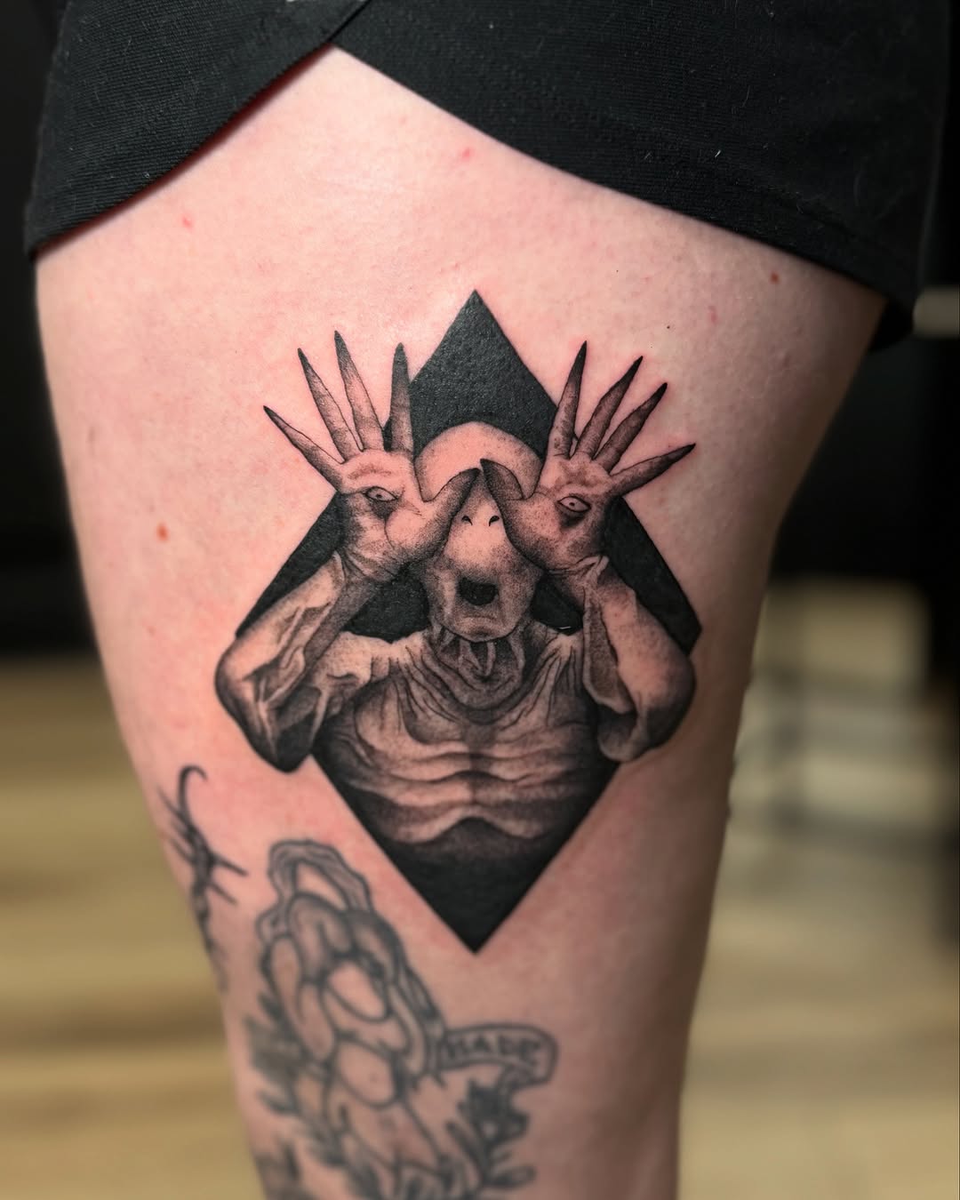 Tattoo by @onlyslightlyartistic โ realism, black_and_grey