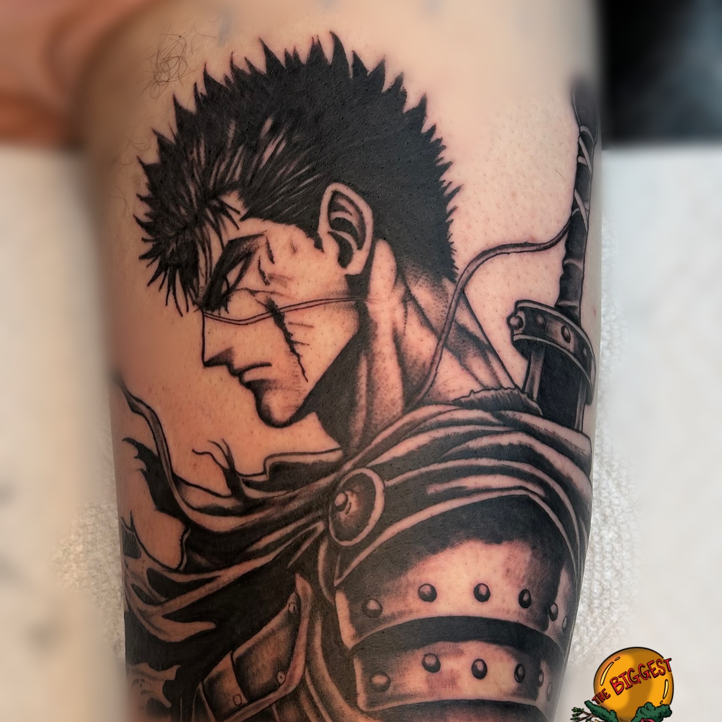 Tattoo by @marquesjneal — anime, black_and_grey