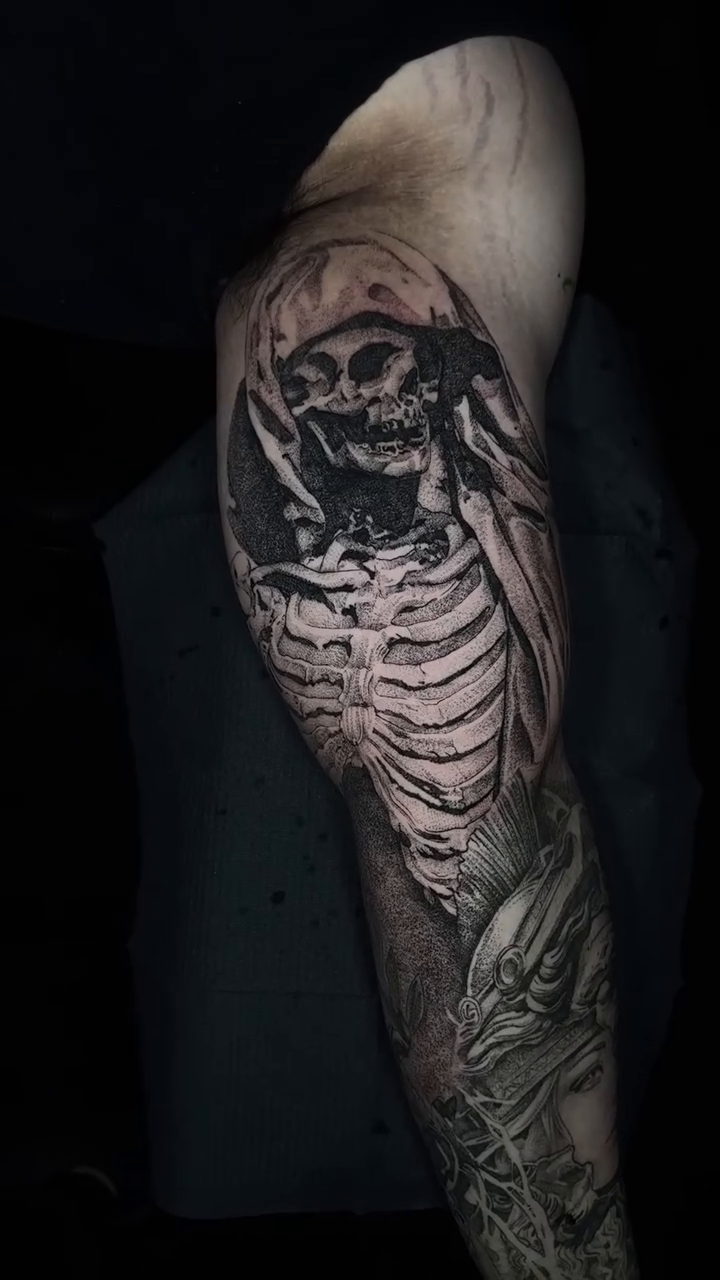 Tattoo by @blxck.edout — dark_realism, black_and_grey