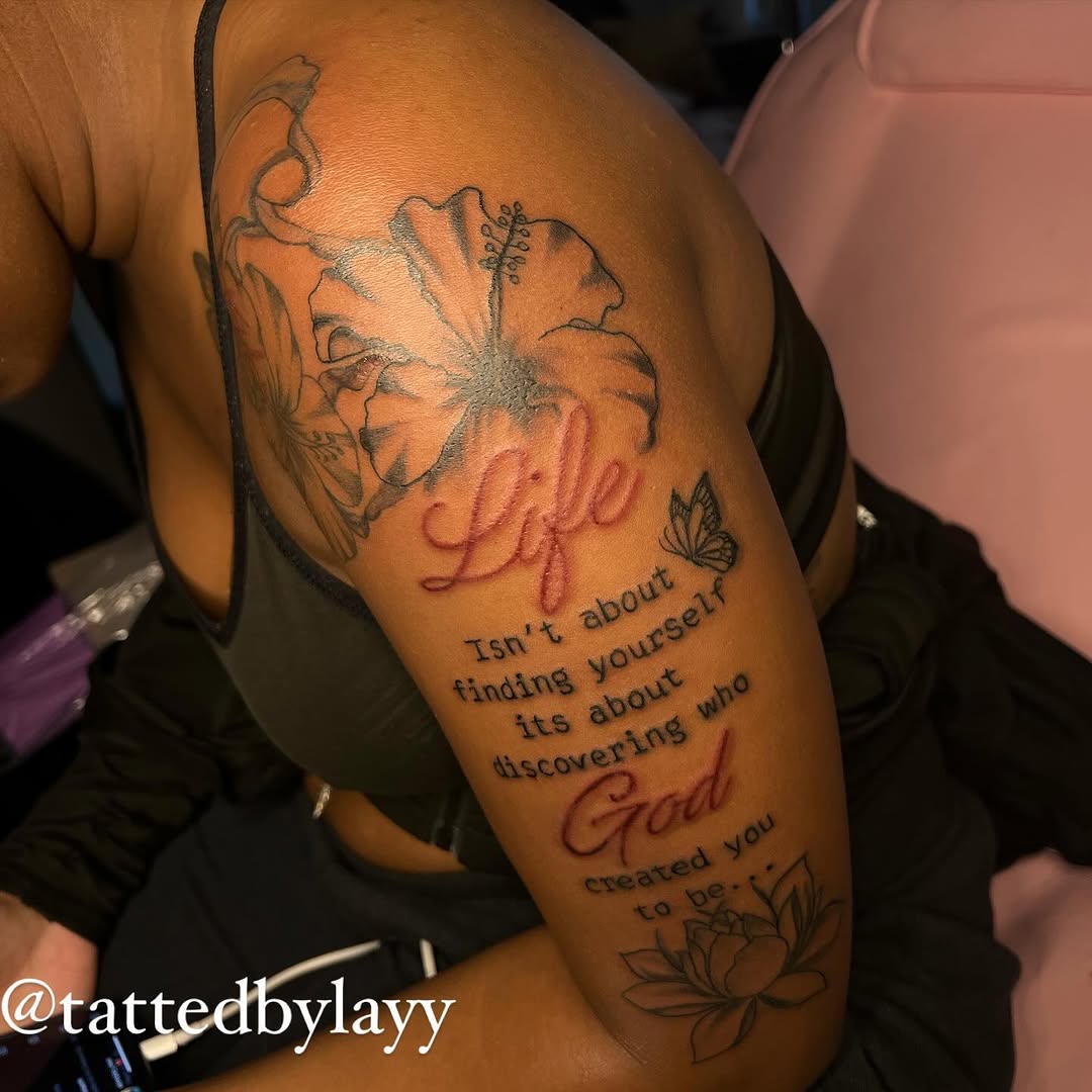 Tattoo by @tattedbylayy β lettering_script, illustrative