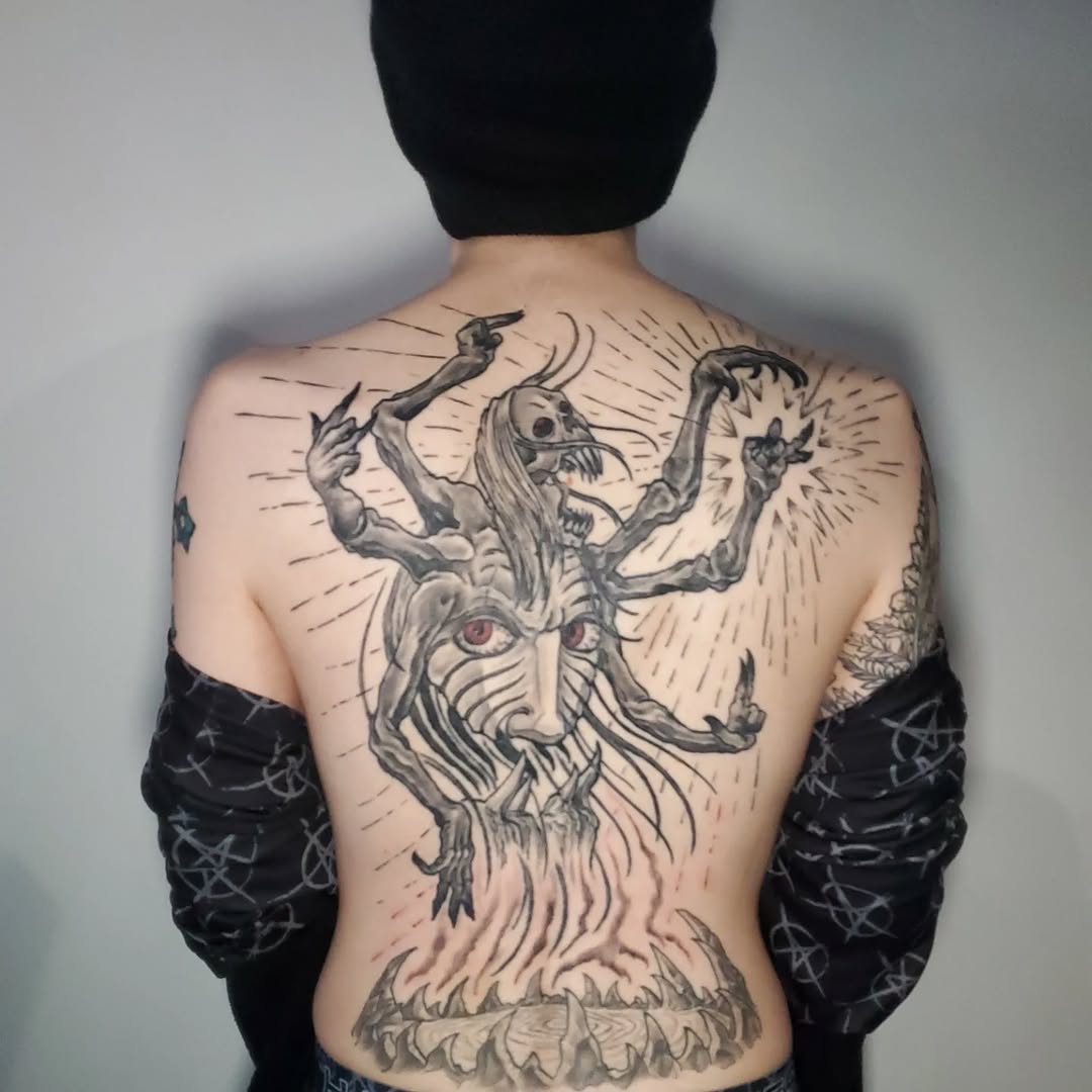 Tattoo by @crookedwil — dark_realism, blackwork