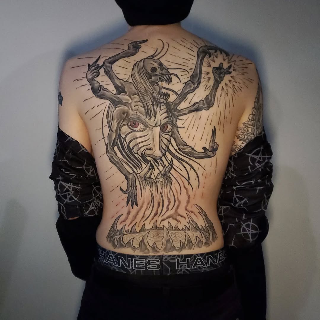Tattoo by @crookedwil — dark_realism, blackwork