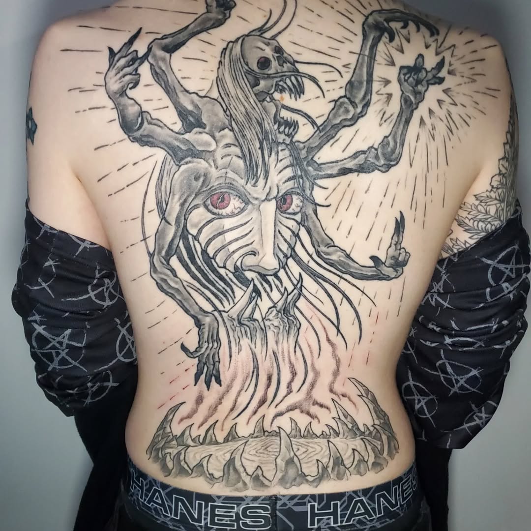 Tattoo by @crookedwil — dark_realism, blackwork