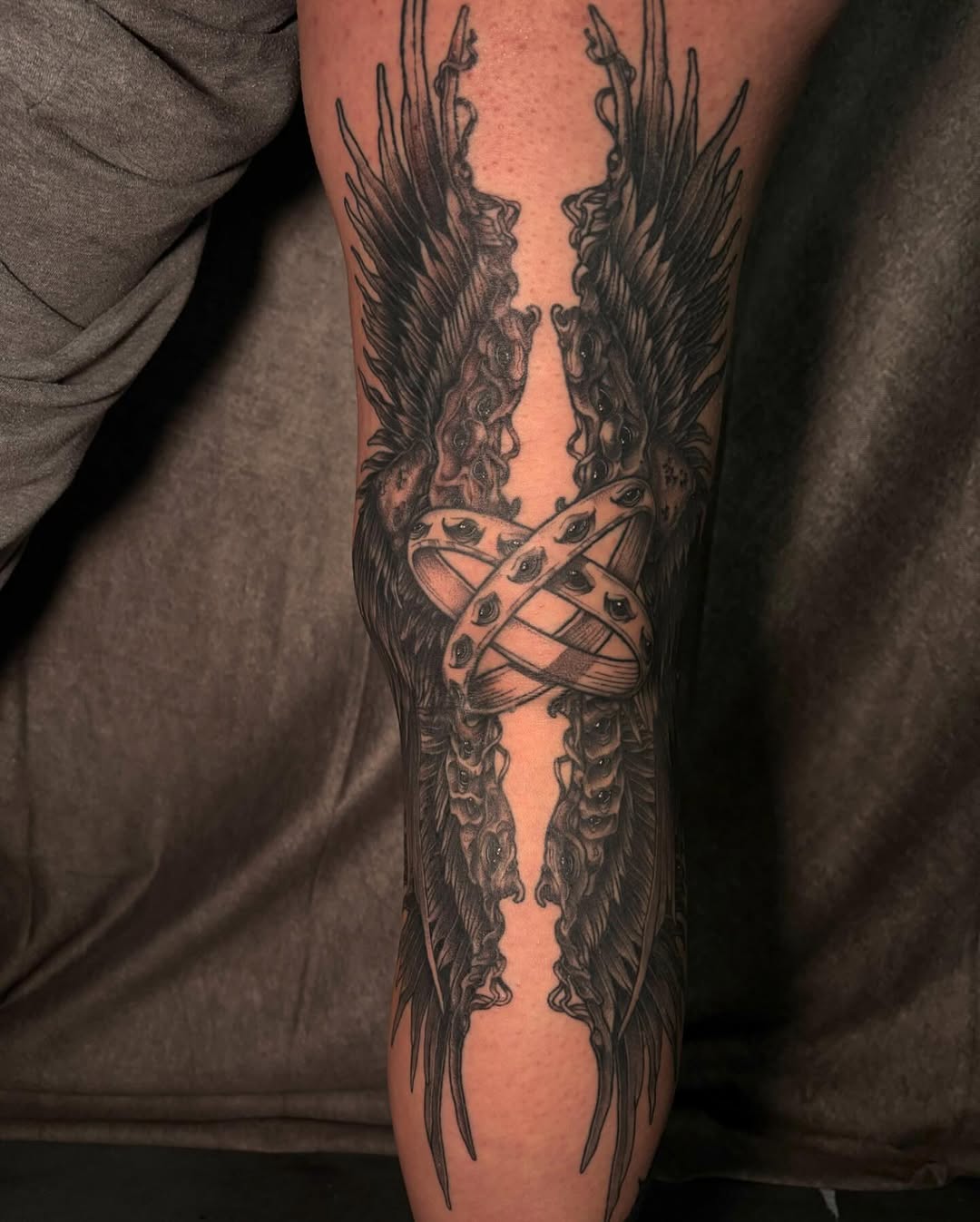 Tattoo by @rachelfostertattoos — blackwork, dark_realism