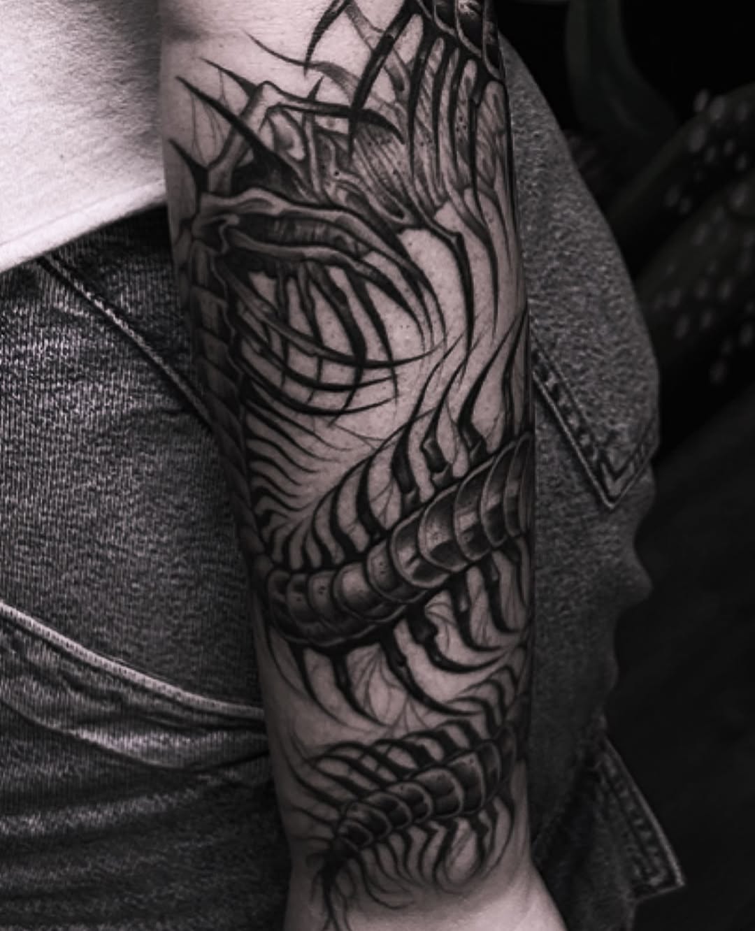 Tattoo by @tattoosbyanna_ — dark_realism, blackwork
