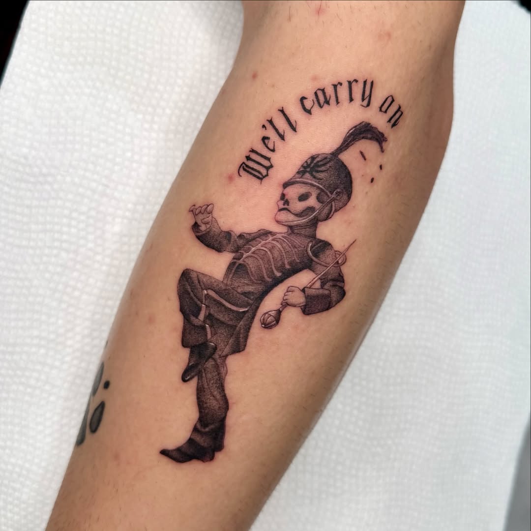 Tattoo by @jocetattoos — black_and_grey, lettering_script
