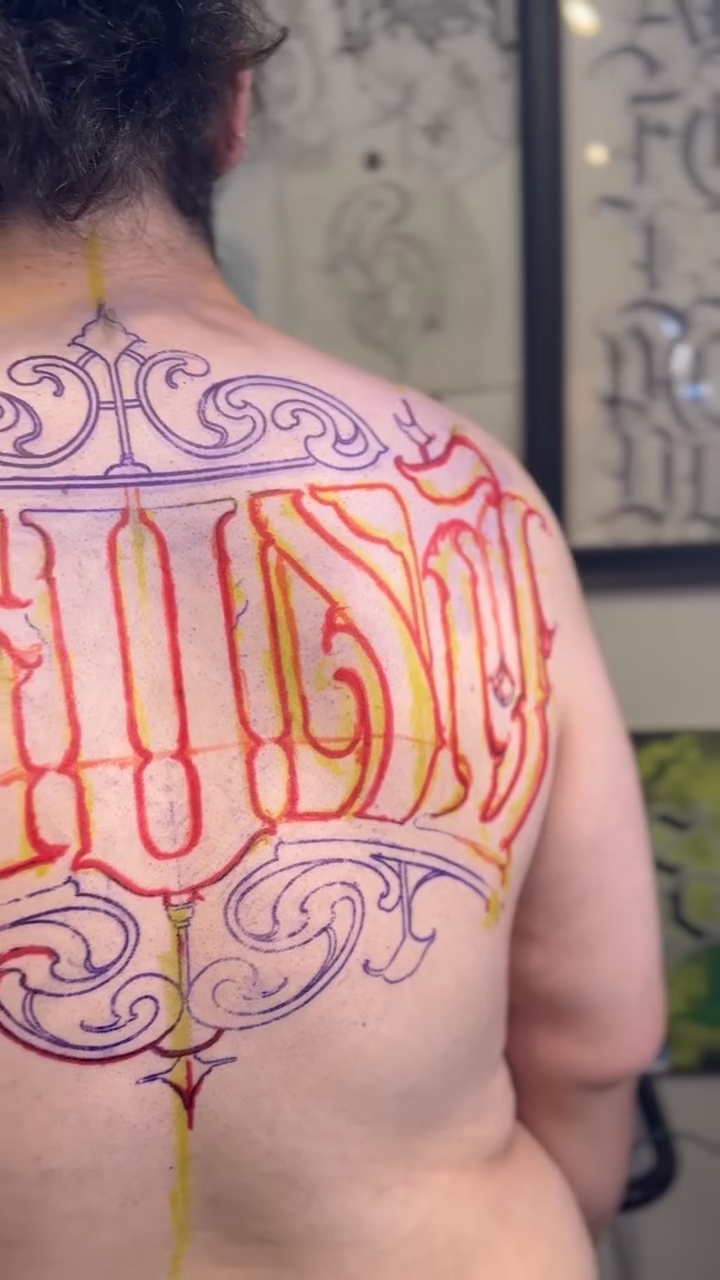 Tattoo by @deft_ink — lettering_script