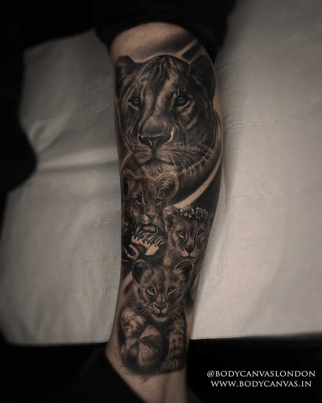 Tattoo by @margs_ink.girl โ realism, black_and_grey