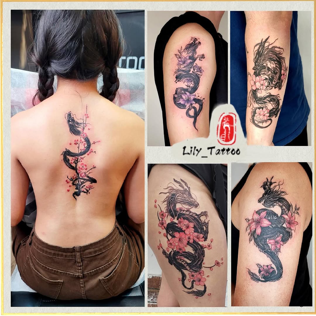 Tattoo by @linktattoo_lily โ japanese_irezumi, black_and_grey