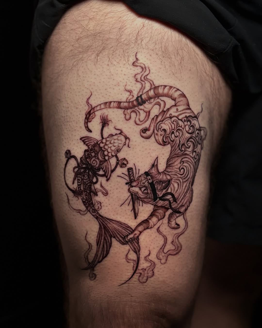 Tattoo by @genevieveink — japanese_irezumi, black_and_grey