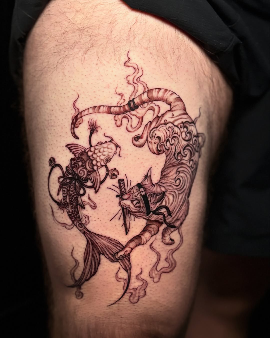 Tattoo by @genevieveink — japanese_irezumi, black_and_grey