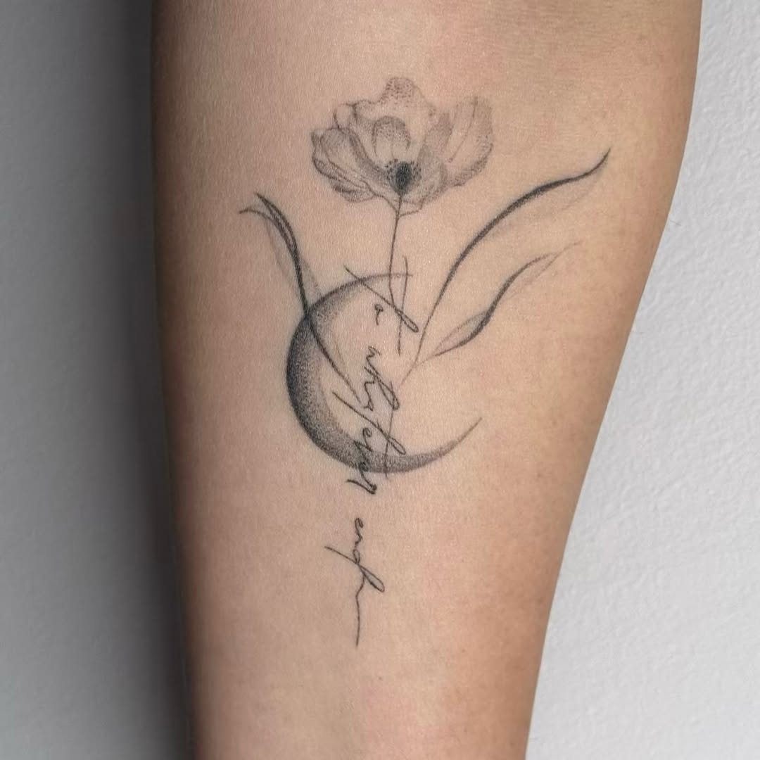Tattoo by @wildhoneyartistry — fine_line, lettering_script