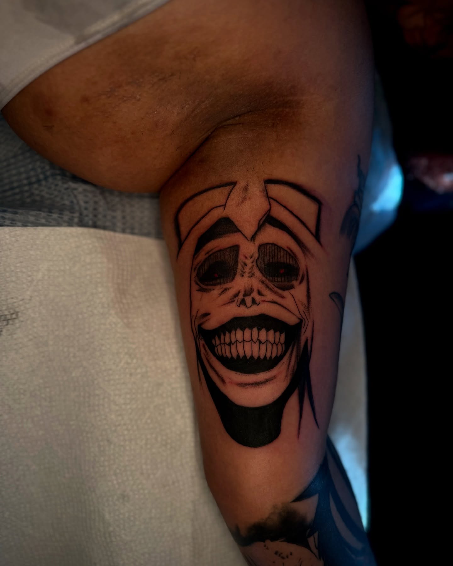 Tattoo by @marquesjneal — anime, black_and_grey