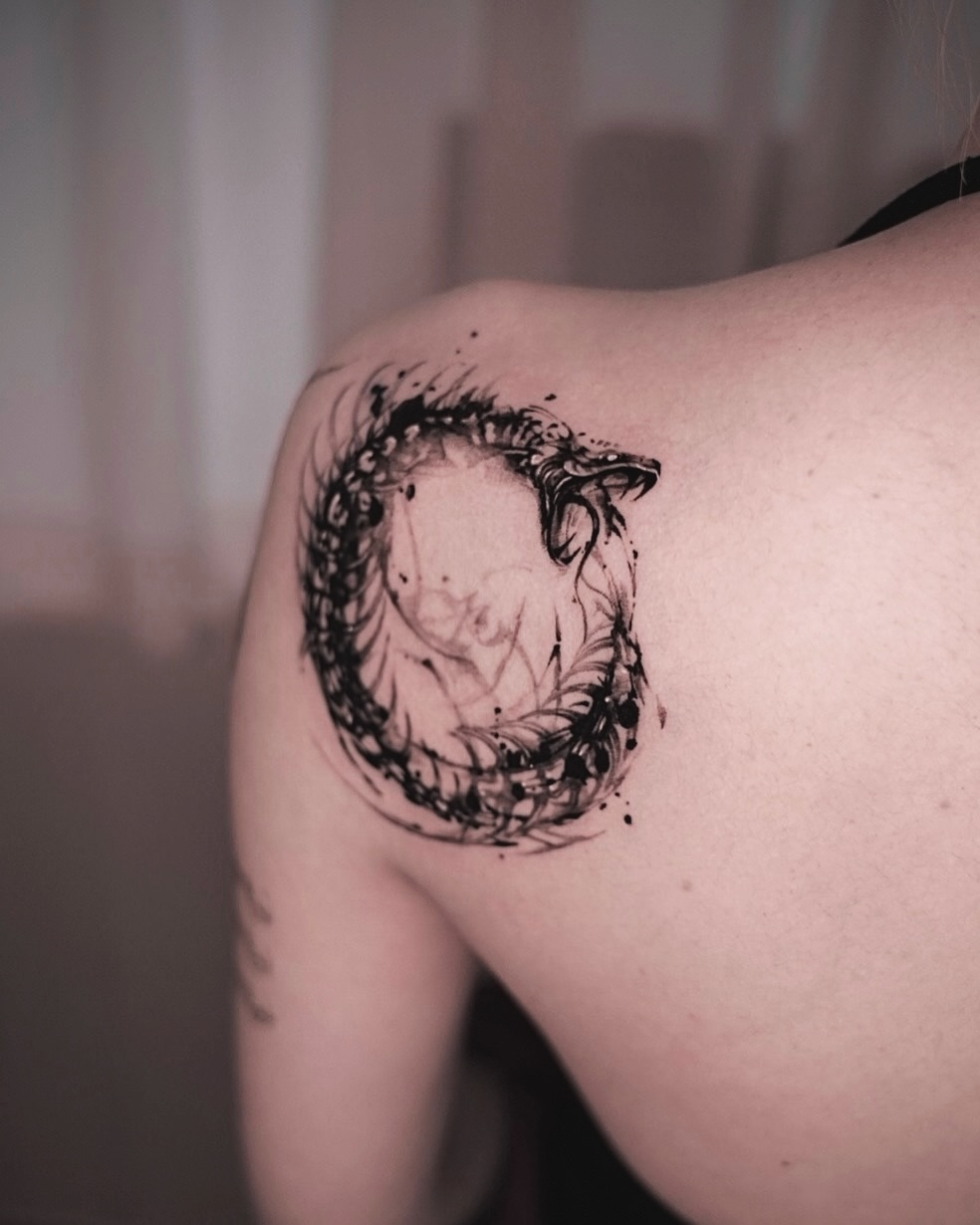 Tattoo by @dowoo_tattoo β blackwork, illustrative