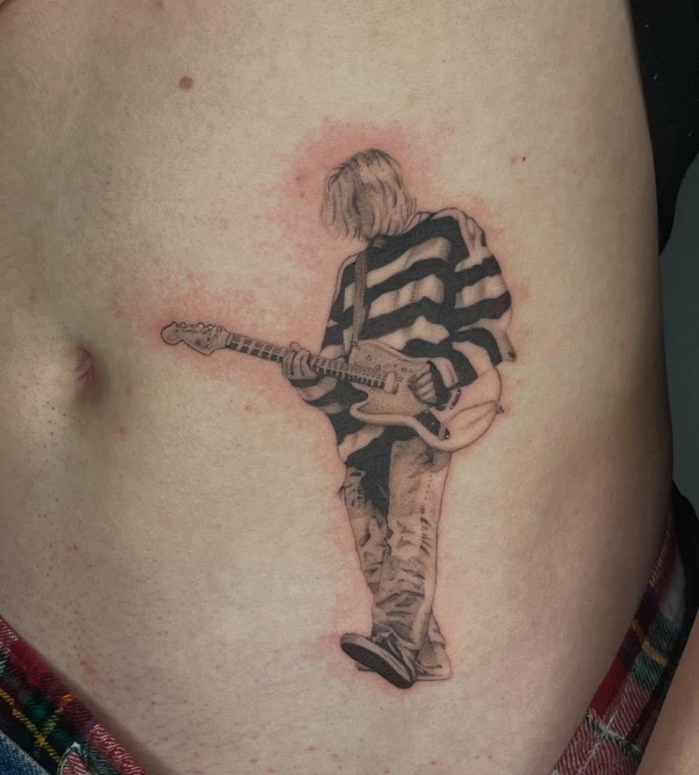 Tattoo by @needleshark — realism, black_and_grey