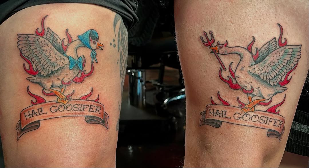 Tattoo by @alandapanda — american_traditional, lettering_script