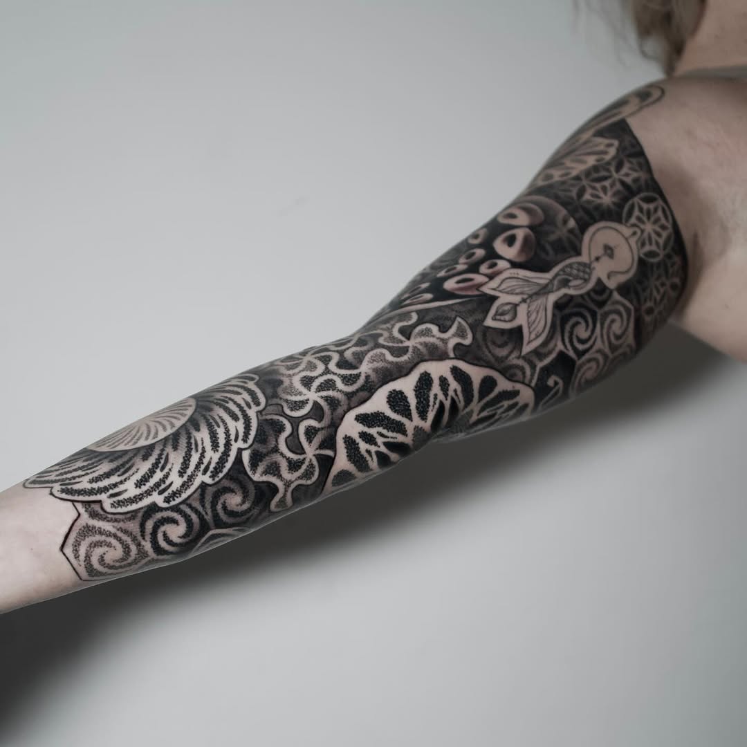 Tattoo by @ericharetattoo — black_and_grey, dotwork