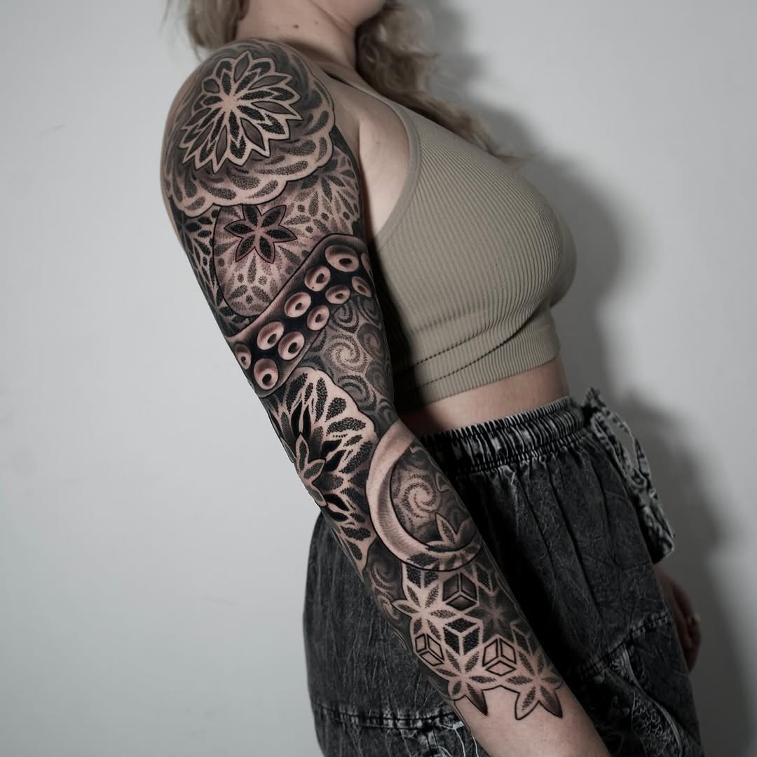 Tattoo by @ericharetattoo — geometric, dotwork