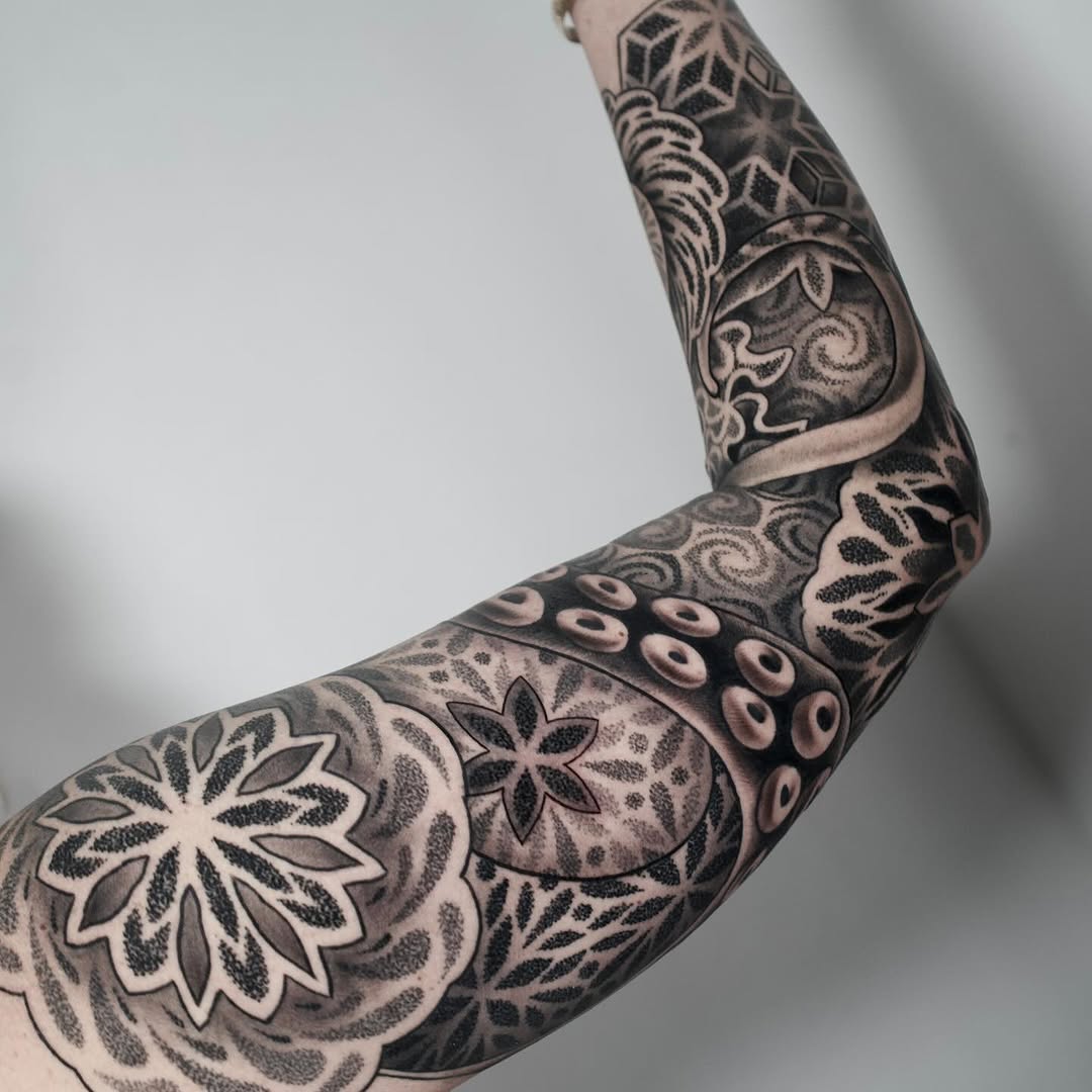 Tattoo by @ericharetattoo — geometric, dotwork