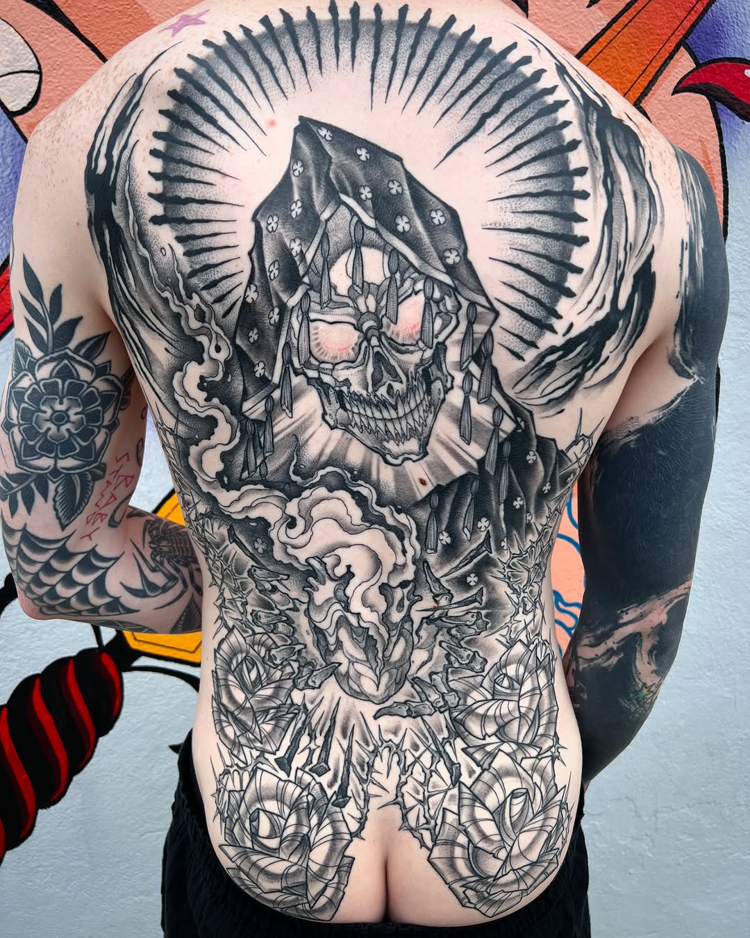 Tattoo by @owenmakesart — blackwork, illustrative