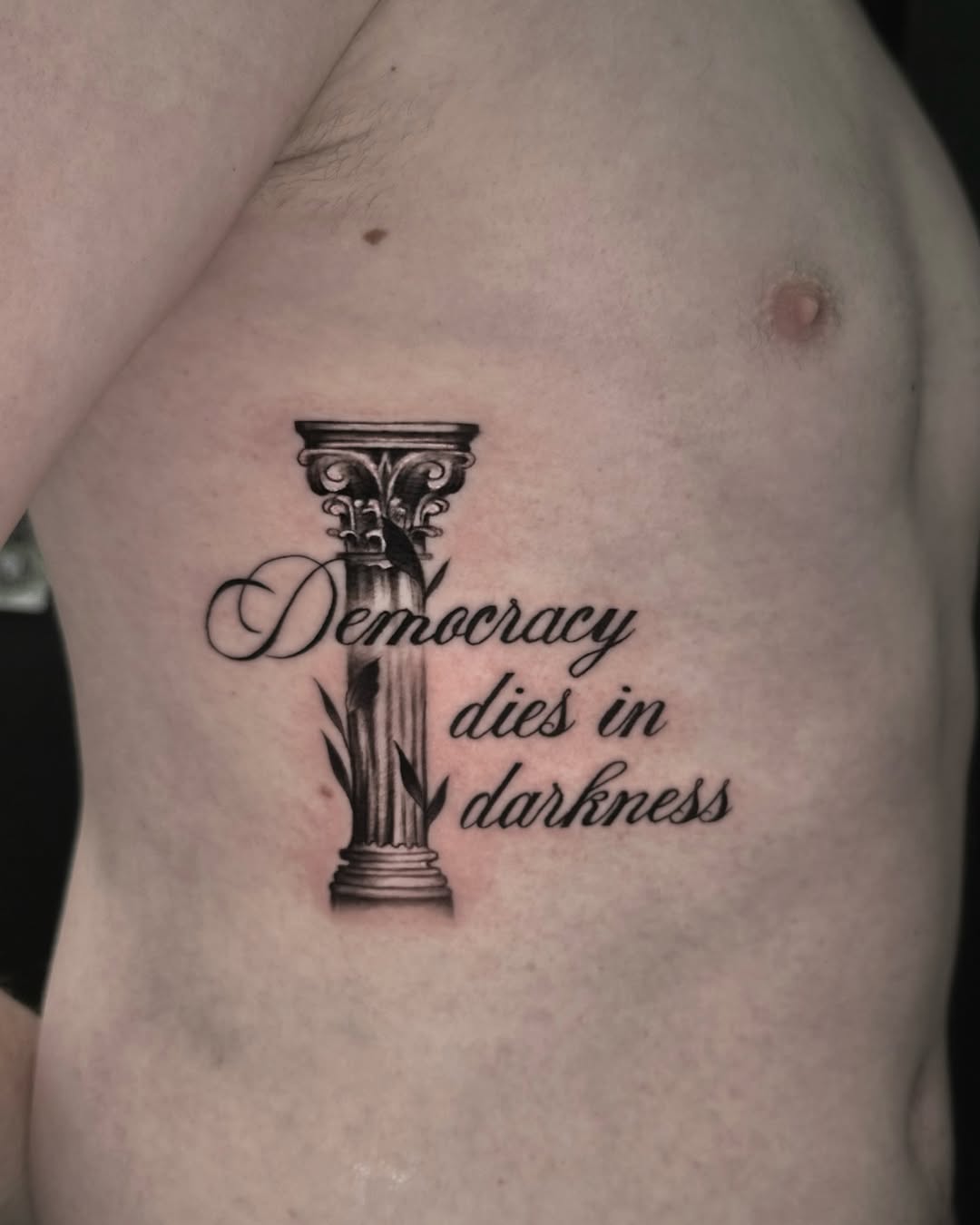 Tattoo by @arisdanielletattoos — lettering_script, black_and_grey