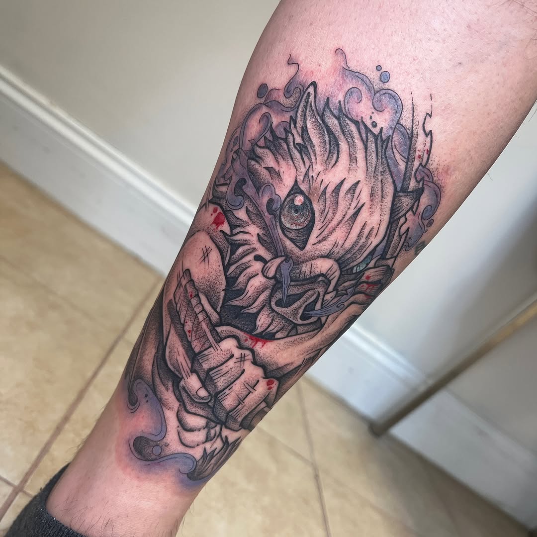 Tattoo by @koryn_tattoo — black_and_grey