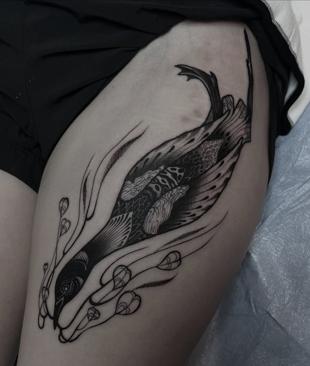 Tattoo by @hailyourself_ — illustrative, blackwork