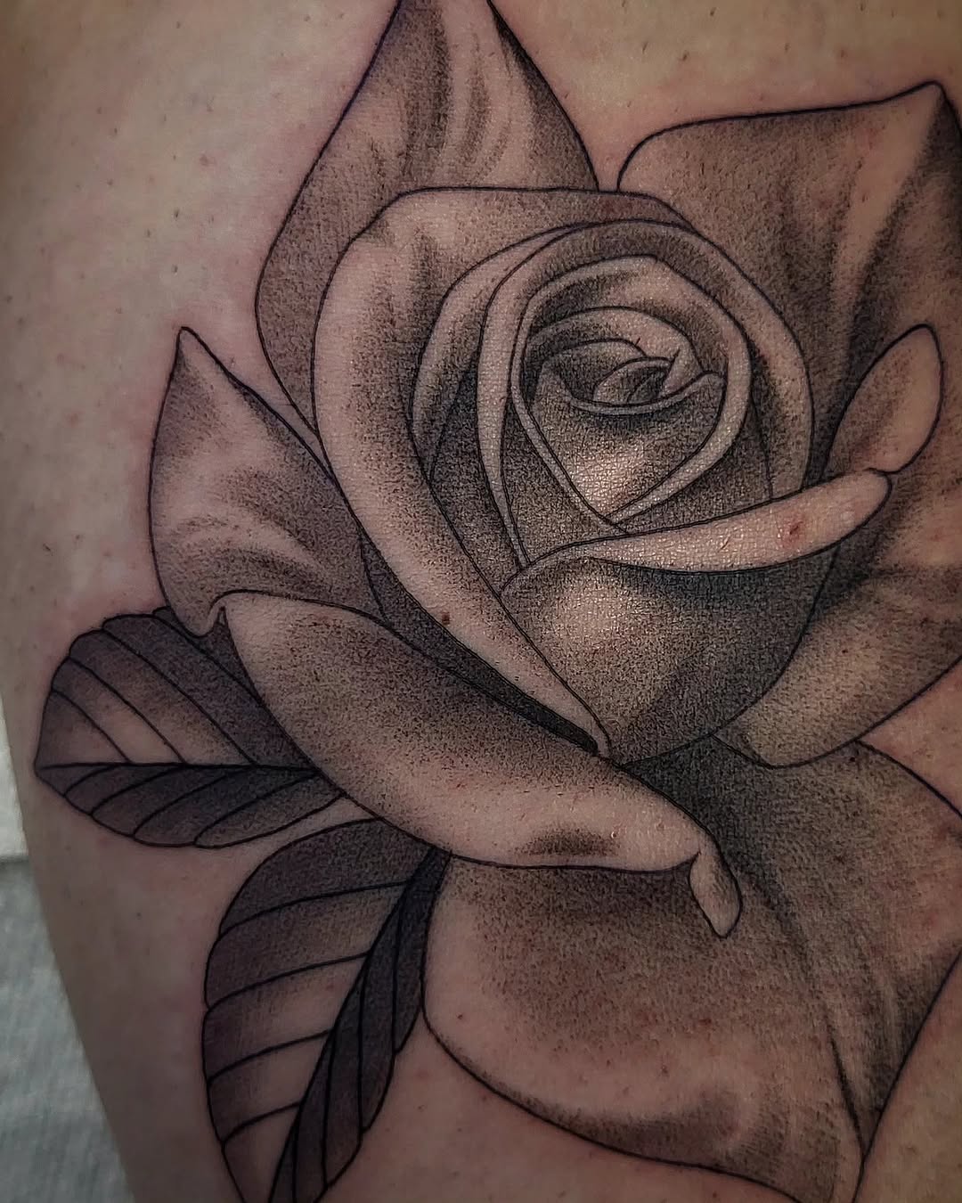 Tattoo by @jaclyngreb — black_and_grey, dotwork