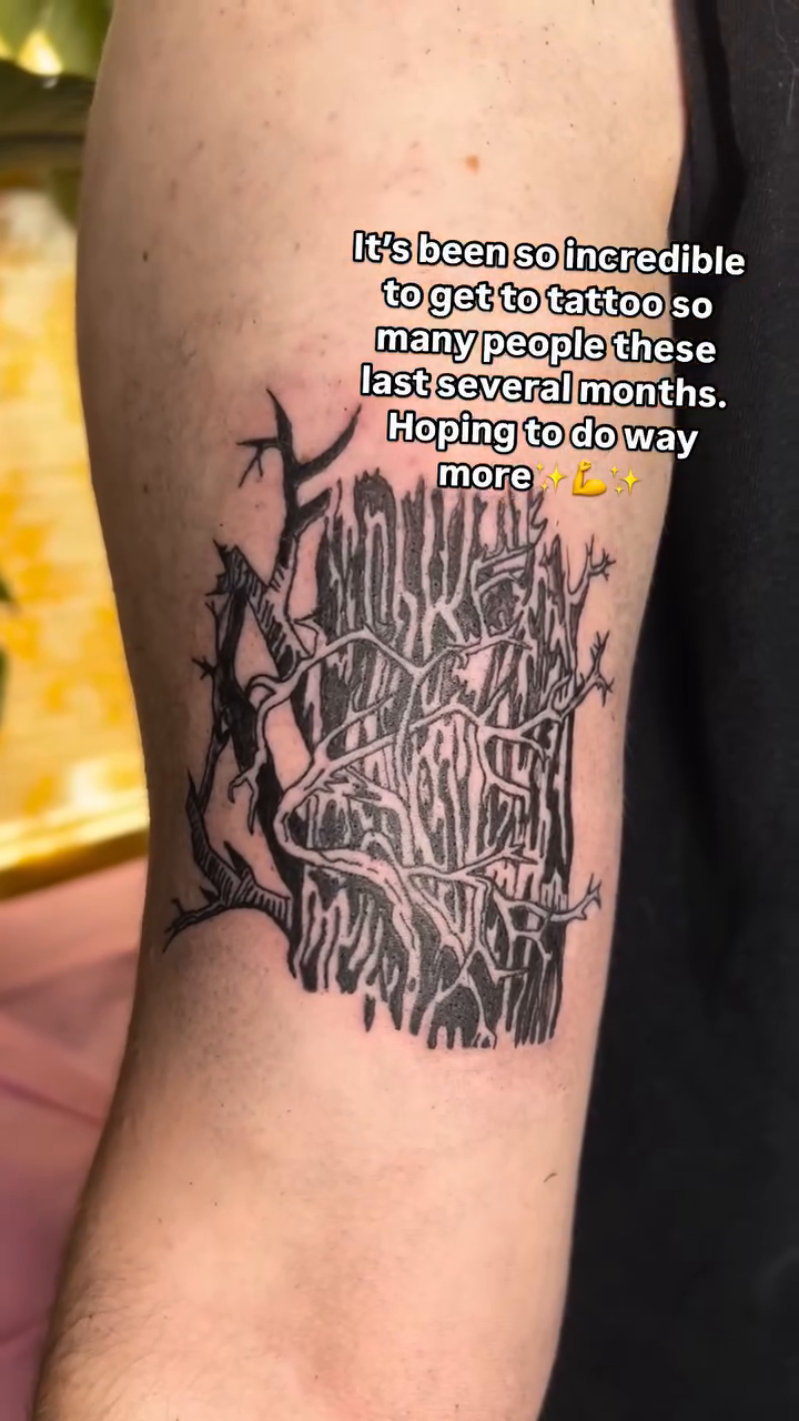 Tattoo by @off_world_tattoos — illustrative, blackwork