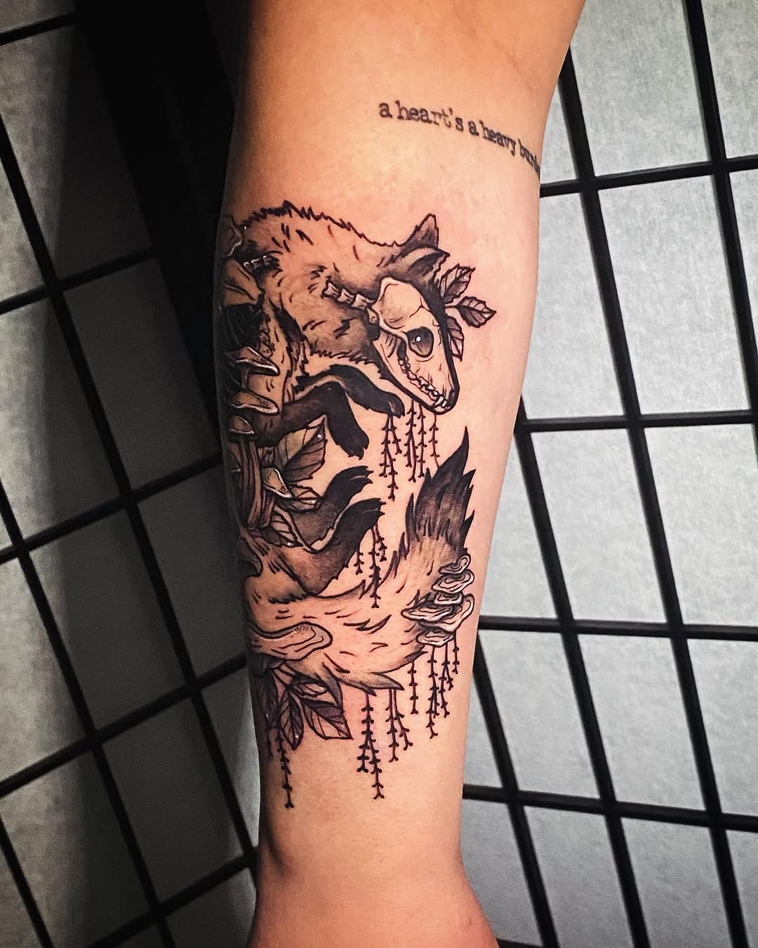 Tattoo by @spookycreature.art โ illustrative, black_and_grey