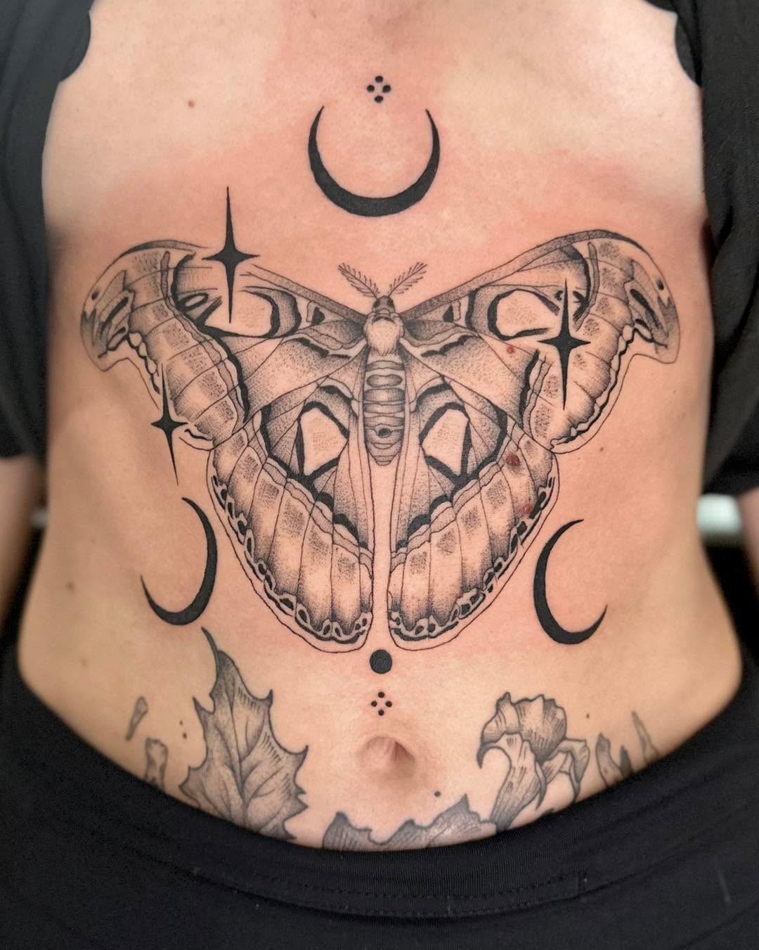 Tattoo by @sacred.bird β dotwork, black_and_grey