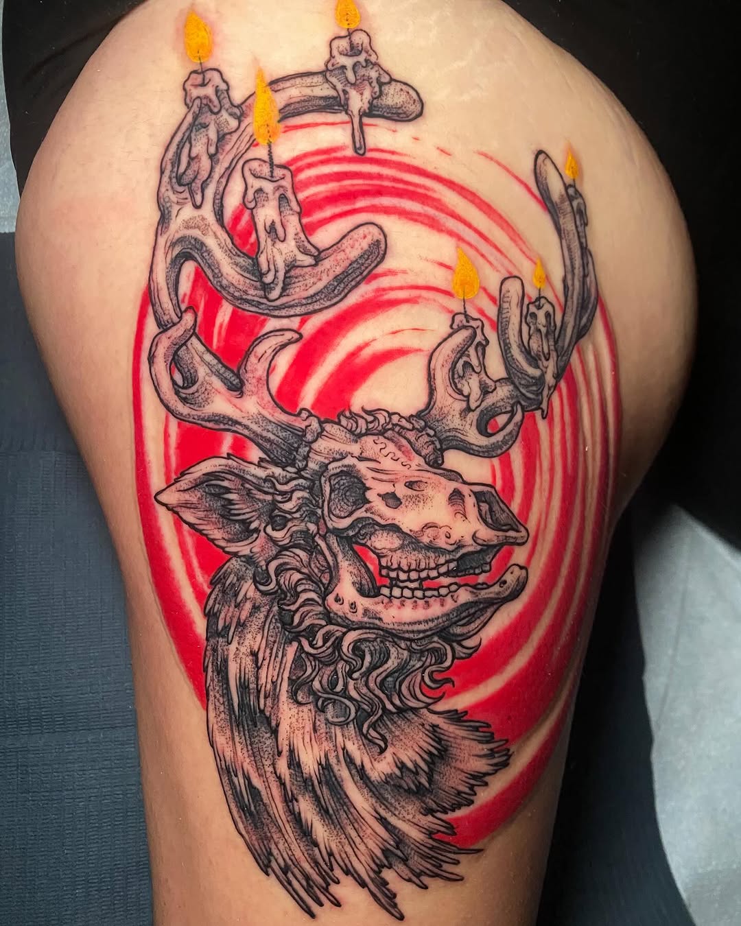 Tattoo by @jon_f_n_story — dark_realism, trash_polka