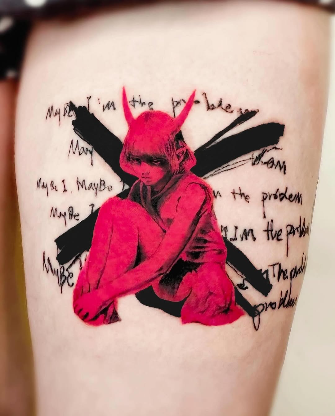 Tattoo by @effacermonexistence — trash_polka, lettering_script