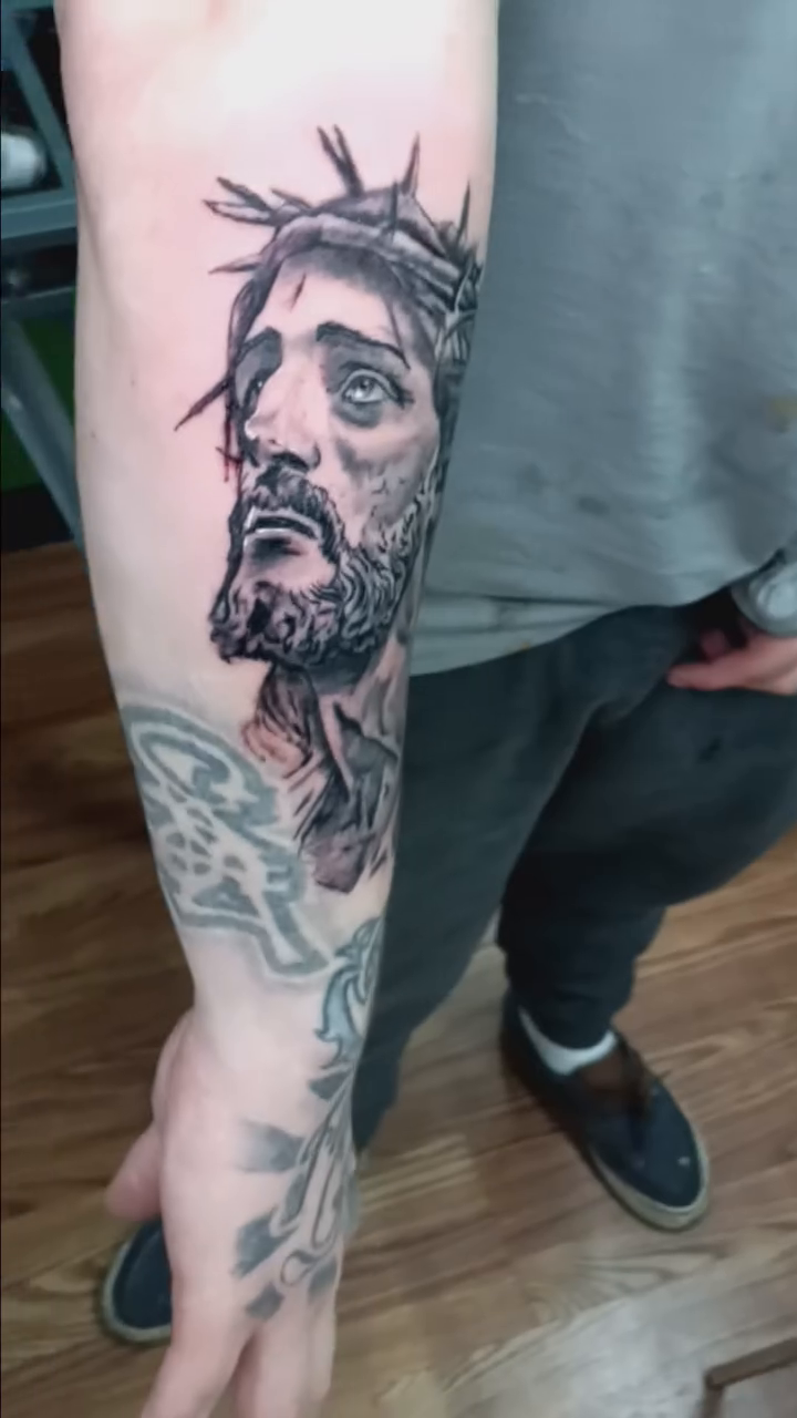 Tattoo by @speedy_tattz — realism, black_and_grey