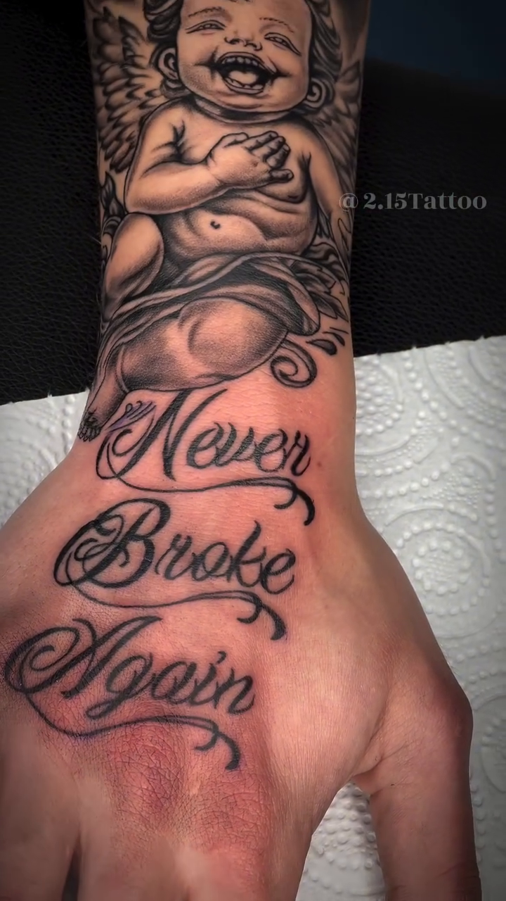 Tattoo by @2.15tattoo — black_and_grey, lettering_script