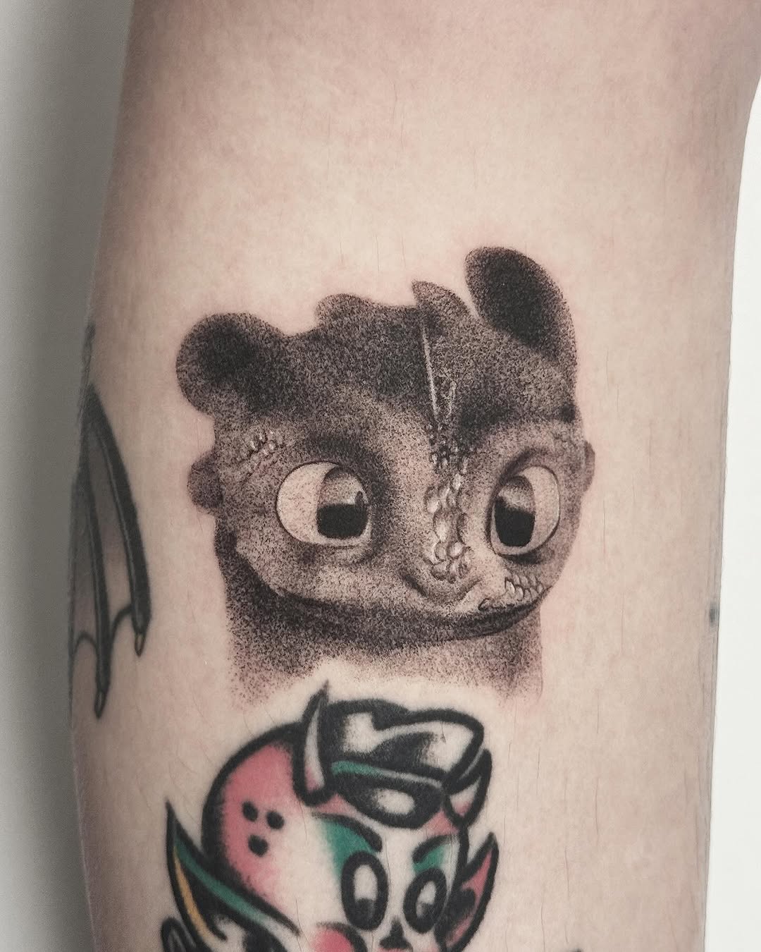 Tattoo by @nonoka_tattoo — dotwork, black_and_grey