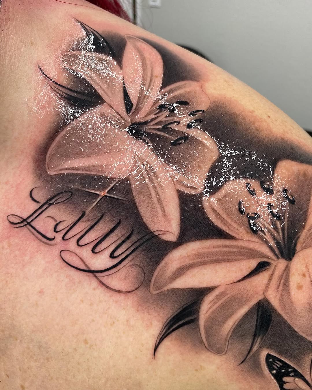 Tattoo by @eyesicktattooos — realism, lettering_script